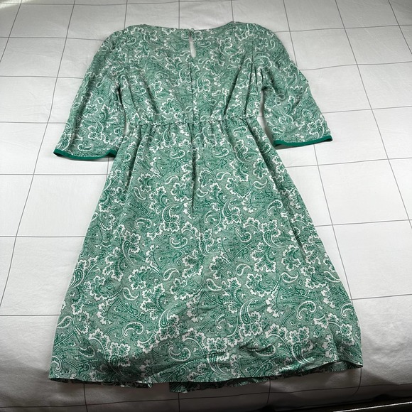 Boden Dress Womens 6 Green Dolly Day Paisley Faux Wrap Elastic Waist Classic - Picture 3 of 11